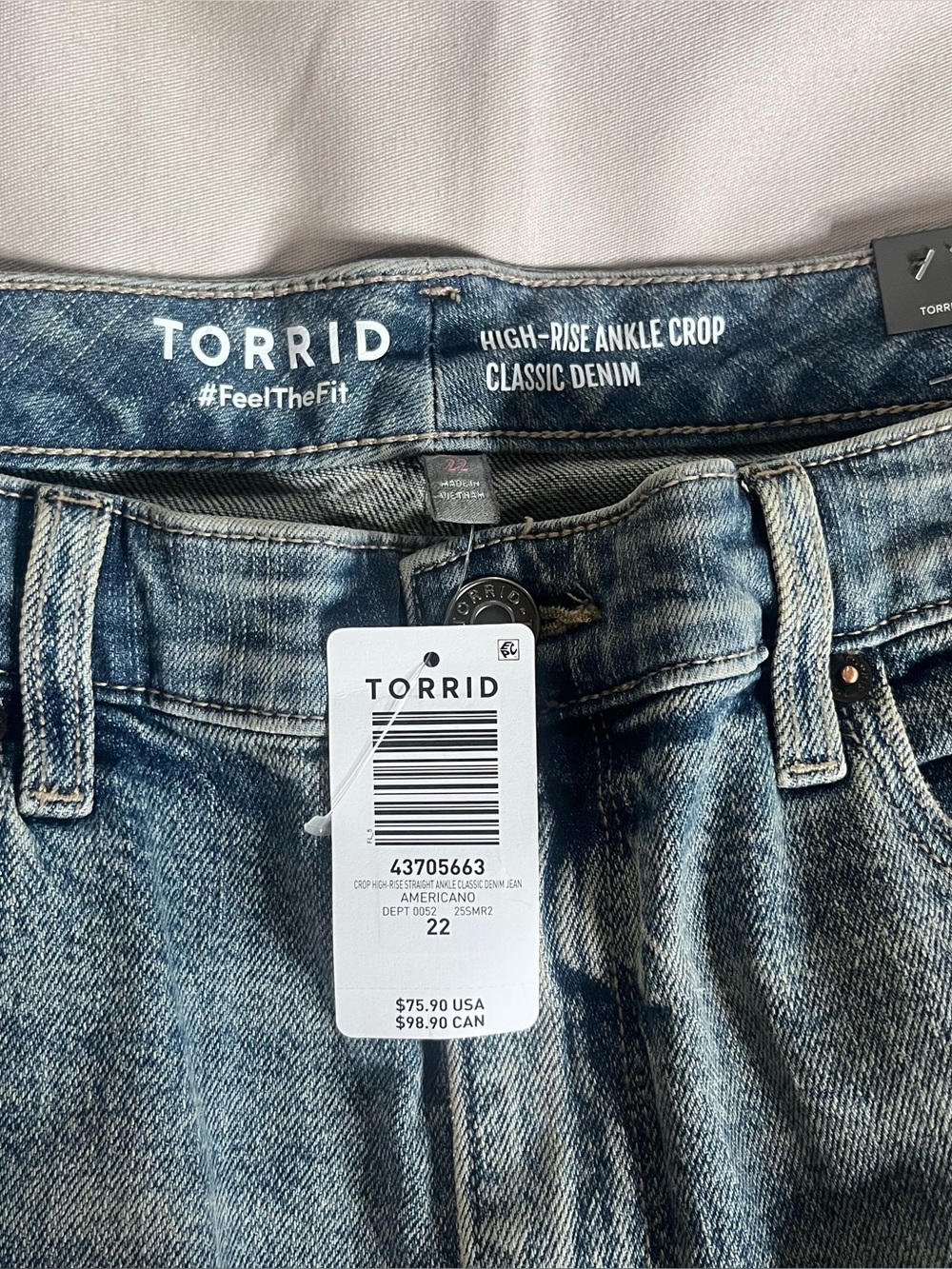 NWT Torrid Women SZ 22 Blue High Rise Ankle Crop Jeans Casual Comfort - Picture 4 of 10